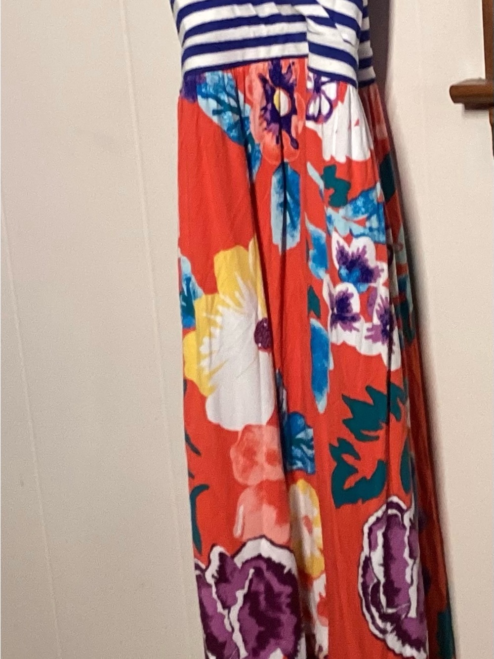 Soma Coral Floral Maxi Skirt with Multicolor Blooms